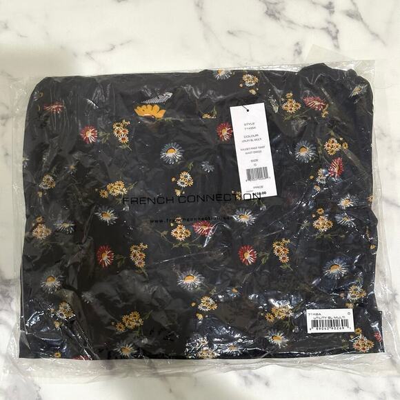 French Connection Baudet Print Twist Waist Black and Flower Dress Sz 0 NWT $158 - Picture 6 of 6